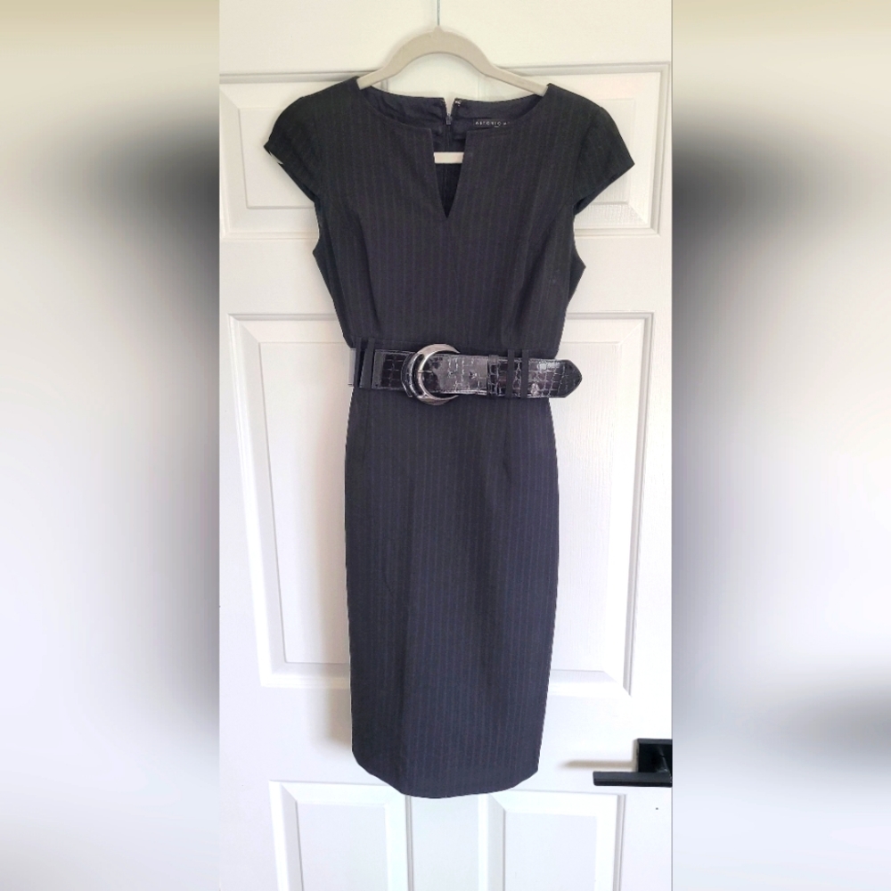 Antonio Melani dress black pinstripes with belt  size 0